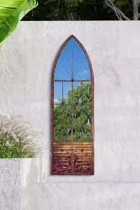 MirrorOutlet Chelsea Metal Arch shaped Decorative Window opening Garden Mirror 120cm X 40cm