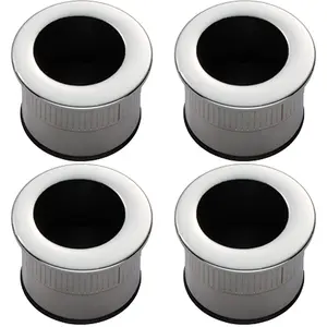 4 PACK - Small Recessed Sliding Door Flush Pull - 29mm Round 23mm Depth Polished Chrome