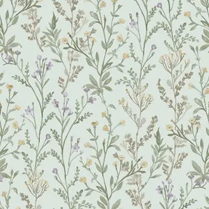 Grandeco Boutique Sprig Leaf PVC-free Eco Wallpaper, Aqua