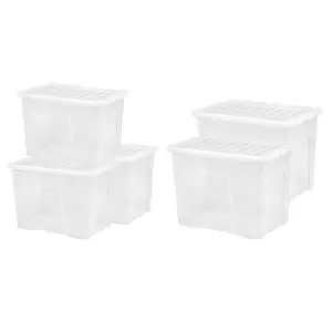 2 x Large 80 Litres Crystal Clear 60 x 40 x 42cm Transparent See Through Boxes With Lids