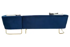 Renee Dark Blue Velvet 5 Seat Corner Sofa