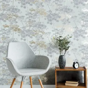 Superfresco Meadow Grey Floral Wallpaper