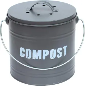 simpa 8L Grey Compost Food Waste Recycling Bin Caddy