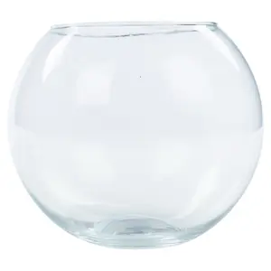 URBNLIVING Height 20cm Recycled Clear Glass Round Flower Pot Fish Bowl Vase Floral Display Centrepiece