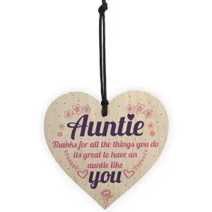 Red Ocean Aunties Like YOU Auntie Present Shabby Chic Wooden Hanging Heart Aunt Sign Friendship Love Gift