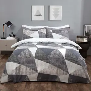 Textured Geometric Duvet Cover with Pillowcase