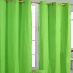 Homescapes Plain Green Cotton Eyelet Curtains 117 x 137 cm