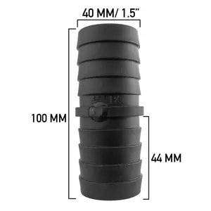 40mm (1.5") corrugated flexible pond pipe/hose repair joiner with 2 x double wire hose clips