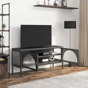 Berkfield TV Cabinet Black 105x35x50 cm Glass and Steel