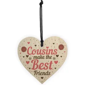 Red Ocean Cousin Heart Plaque Best Friend Friendship Sign Wooden Heart Birthday Christmas Card Gift THANK YOU