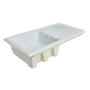 Cooke & Lewis Burbank White Ceramic 1 Bowl Sink & drainer 525mm x 1010mm