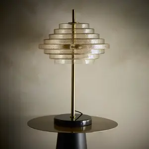 Aspen 2lt Brass and Tiered Amber Glass Table Lamp