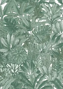 Muriva Green Floral 3D effect Patterned Wallpaper