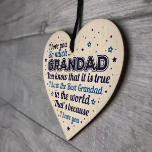 Red Ocean Birthday Christmas Gift For Grandad Handmade Wooden Heart Sign Grandparent Gift Keepsake Gift For Men Him