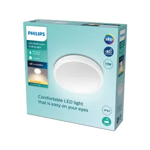 Philips LED Doris Bathroom ceiling Light White IP44 17W, 27K