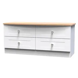 Sussex Ready assembled White & oak 4 Drawer Bed box (H)502mm (W)1117mm (D)414mm