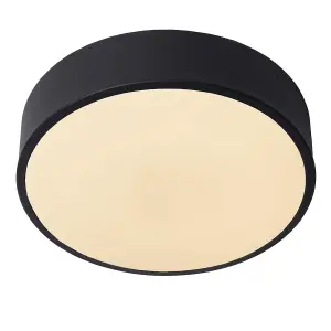 Lucide Unar Modern Flush Ceiling Light 20cm - LED Dim. - 1x12W 2700K - 3 StepDim - Black