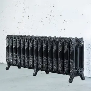 Arroll Montmartre Black & silver 3 Column Radiator, (W)1234mm x (H)470mm