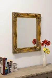 MirrorOutlet Hamilton Vintage Gold Antique Design Accent Mirror 66 x 56cm