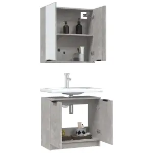 Berkfield 2 Piece Bathroom Cabinet Set Concrete Grey Engineered Wood