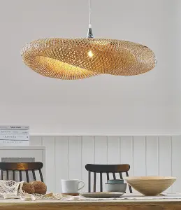 Bamboo Pendant Lamp Light Wood BOYNE Small