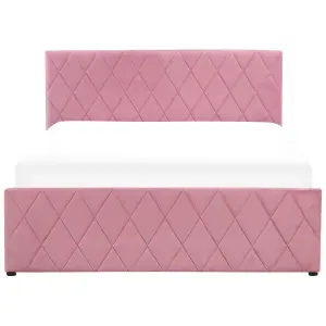 Velvet EU Double Size Ottoman Bed Pink ROCHEFORT