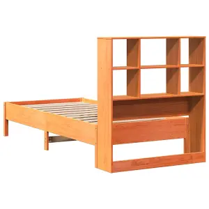 Berkfield Bookcase Bed without Mattress Wax Brown 90x200 cm Solid Wood Pine