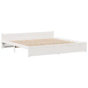 Berkfield Bookcase Bed without Mattress White 180x200cm Super King Solid Wood Pine