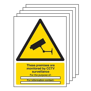 5x CCTV THESE PREMISES ARE UNDER CCTV SURVEILLANCE - Self Adhesive A4