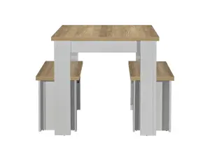 Birlea Highgate Dining Table & Bench Set Grey & Oak