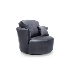 Chicago Velvet Swivel Chair in Dark Grey