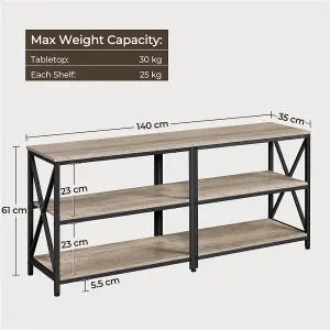 Yaheetech 3-Layer Shelved TV Stand Console Table Grey