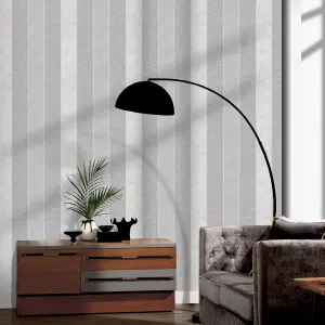 Calico Stripe Texture Wallpaper Grey Arthouse 921300