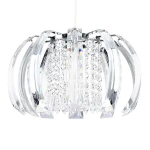 ValueLights Ceiling Shade In Chrome Finish With Clear Acrylic Droplets