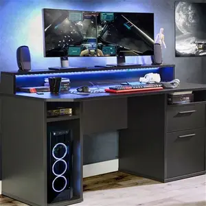 Flair Power Z Black Computer Gaming Desk With Colour Changing LED Lights