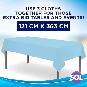 3pk Blue Table Cloths Party 121 x 121cm, Disposable Reusable Blue Plastic Tablecloth Blue Party Table Cloth, Plastic Table Cover