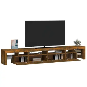 Berkfield TV Cabinet with LED Lights Smoked Oak 260x36.5x40 cm