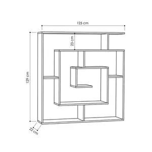 Labirent Bookcase | Modern Maze-Design Freestanding Unit with 5 Shelves White