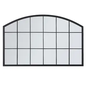 Arched Wall Mounted Metal Decoration Windowpane Framed Mirror W 1100mm x H 700mm