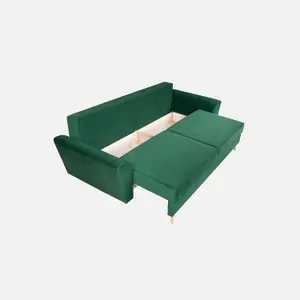 Sendi 3 Seater Sofa Bed with Storage - Green