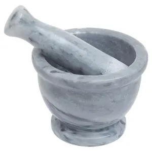 Maison by Premier Salerno Grey Marble Mortar And Pestle With Rim