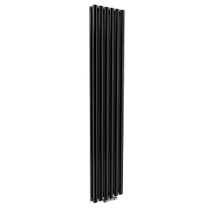 Nes Home 1800 x 360 mm Central Connection Vertical Designer Radiator Black Double Oval Tube