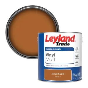 Leyland Trade Vinyl Matt Walls & Ceilings Emulsion Paint Antique Copper (PPG1201-7) 2.5L