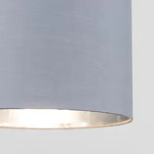 ValueLights Reni Grey and Chrome Small Ceiling Pendant Light Shade