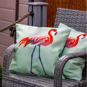 Gardenwize Pair of Outdoor Garden Sofa Chair Furniture Scatter Cushions- Solo Flamingo