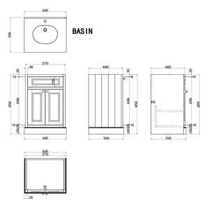 Rowland 600mm Bathroom Vanity with Integrated Ceramic Basin White