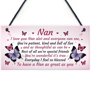 Nan Gift For Birthday Xmas Hanging Plaque Gift For Nan From Grandchildren Grandparent Gift