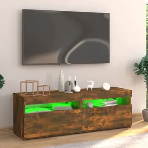 Berkfield TV Cabinet with LED Lights Smoked Oak 120x35x40 cm