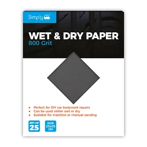 Simply 800 Grit Wet and Dry Sand Paper 25 Pack