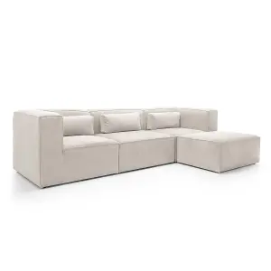 Doris Modular Corner Sofa in White Cord Chenille